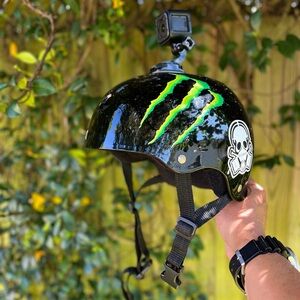 OG MONSTER ENERGY Athlete gear Black Sk8 or Wakeboard helmet with Go pro Hero 4